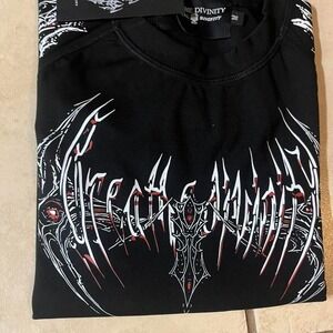 Black Breath Divinity shirt with red accents. Size: M